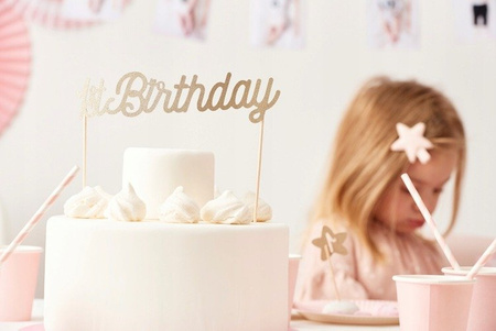 TOPPER na tort 1st Birthday ZŁOTY 21cm ROCZEK
