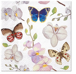 Serwetki Motyle Motylki Orchidea Butterfly Urodziny Ślub Wesele 33cm 20szt