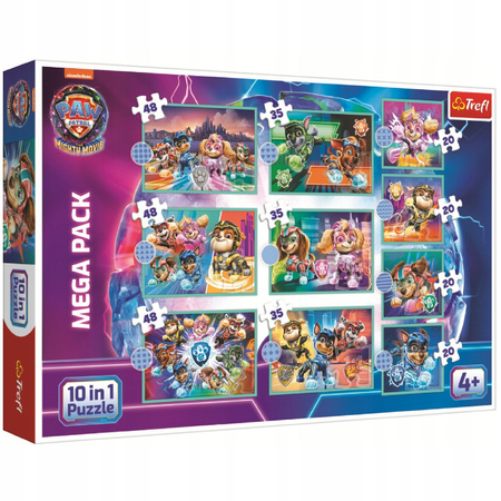 Puzzle PSI PATROL WIELKI FILM Wesoły dzień piesków układanki 10w1 TREFL 4+