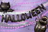 Duży Balon foliowy Czarny HALLOWEEN Napis Baner Girlanda Ozdoba 280x46cm