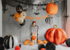 Balon foliowy Dynia Paski Kremowe Czarne Dekoracja na Halloween 39x38cm