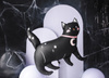 Duży Balon foliowy Czarny Kot Holograficzny na Urodziny Halloween 96x95cm