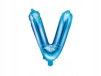 Balon NIEBIESKI foliowy Litera V 35cm na urodziny