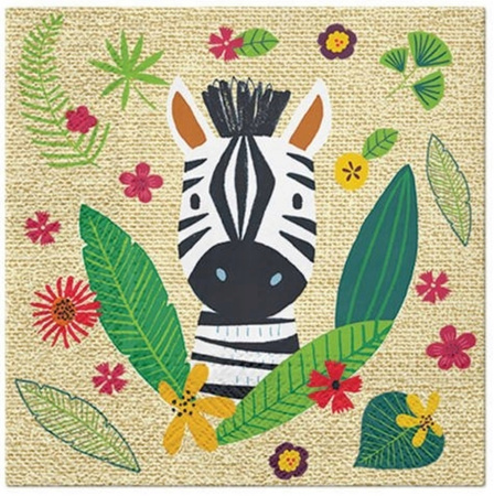 Serwetki ZOO Zwierzęta Zebra na Urodziny Roczek Jungle Friends 33cm 20szt
