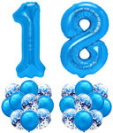 Zestaw CIEMNY NIEBIESKI na 18 URODZINY 100cm balon