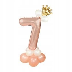 Zestaw ROSE GOLD na 7 urodziny RÓŻOWE ZŁOTO balony