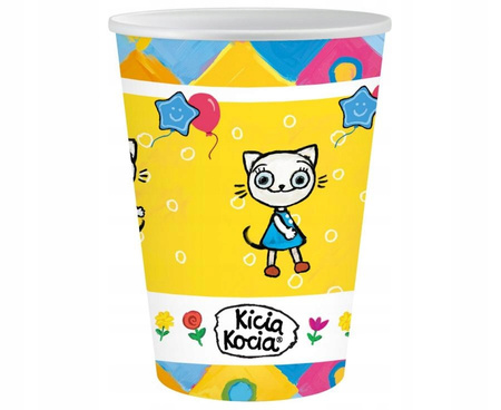 Kubeczki papierowe Kicia Kocia na urodziny roczek Urodzinowe 250ml 6szt