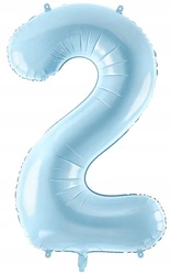 Balon JASNY NIEBIESKI foliowy CYFRA 2 na urodziny jubileusz imprezę 100cm