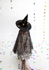 Czapka WIEDŹMY Czarodzieja kapelusz CZARNY czarownicy na Halloween bal 42cm