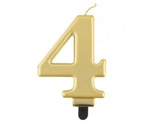 Świeczka ZŁOTA cyfra na 4 urodziny tort GLAMOUR
