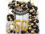 Zestaw CZARNY ZŁOTY na 50 urodziny HAPPY BIRTHDAY Girlanda Balonowa 80szt