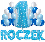 Zestaw NIEBIESKI balony na ROCZEK 1 urodziny 100cm