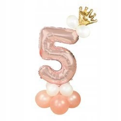 Zestaw ROSE GOLD na 5 urodziny RÓŻOWE ZŁOTO balony