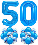 Zestaw CIEMNY NIEBIESKI na 50 URODZINY 100cm balon