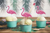 TOPPER na tort ALOHA FLAMINGI RÓŻOWE 15-23cm 6szt