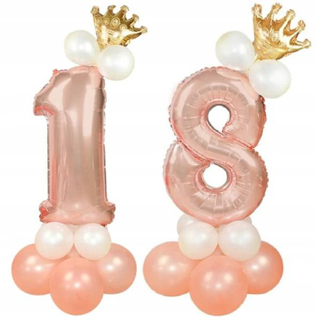 Zestaw ROSE GOLD na 18 urodziny RÓŻOWE ZŁOTO balon