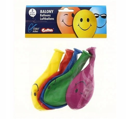 Balony Kolorowe 3 Uśmiechy smile BUŹKI emotki 5szt