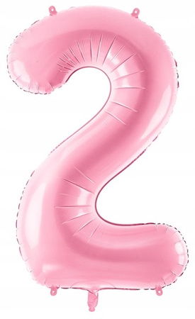 Balon JASNY RÓŻOWY foliowy CYFRA 2 na urodziny pink jubileusz imprezę 100cm