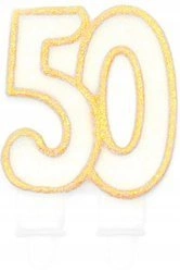 Świeczka ZŁOTA BROKATOWA na 50 urodziny tort cyfra