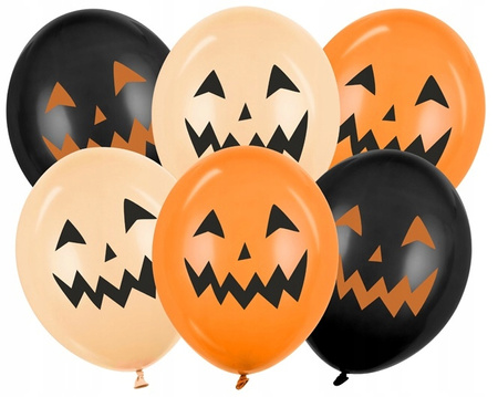 Balony Pomarańczowe Czarne Dynie Straszne Dekoracje na Halloween 6szt 36cm