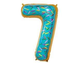 Balon foliowy CIASTECZKO cyfra cyferka 7 na urodziny party bal 78cm na hel