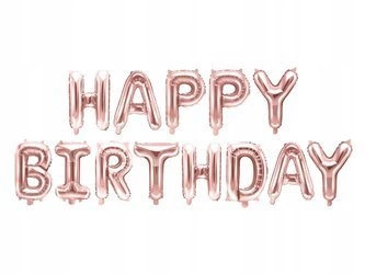 Balon foliowy RÓŻOWE ZŁOTO napis Happy Birthday