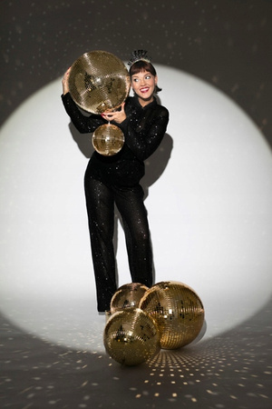 Kula Wisząca Złota Dyskotekowa Lustrzana Disco na Urodziny Wesele Ślub 20cm