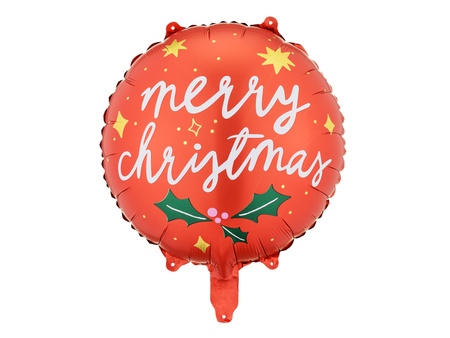 Balon Czerwony Merry Christmas Foliowy Świąteczny na Boże Narodzenie 45cm