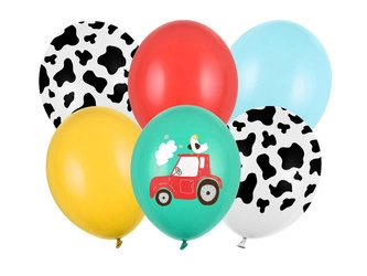 Balony FARMA na URODZINY traktor roczek 6szt 36cm