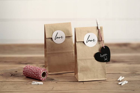 Torebki KRAFT na SŁODYCZE cukierki PREZENT LOVE x6
