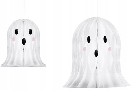 Białe Duszki Honeycomb Dekoracja Wisząca na Urodziny Halloween 20-30cm 2szt