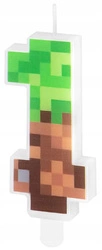 Świeczka na piku PIKSELE zielona cyfra 1 na urodziny tort jubileusz 7cm