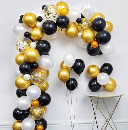 Zestaw girlanda CZARNY ZŁOTY balony urodziny 100sz