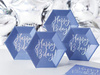 Talerzyki HAPPY B'DAY! granatowe na urodziny 20cm