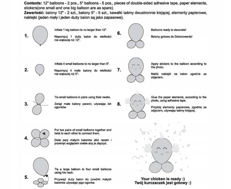 Zestaw balonów Urocze Zwierzątka KURCZACZEK urodziny roczek kreatywny 7szt