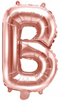 Balon RÓŻOWE ZŁOTO foliowy Litera B alfabet na ślub urodziny ROSE GOLD 40cm