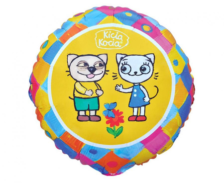 Duży Balon Foliowy Kicia Kocia i Pacek na Urodziny Roczek Party Kotek 46cm
