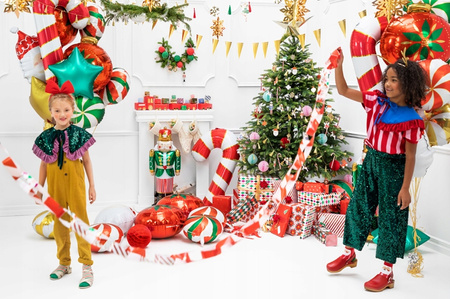 Duży Balon Cukrowa Laska Czerwona Foliowy na Święta Boże Narodzenie 50x82cm