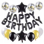 Zestaw CZARNY ZŁOTY balony HAPPY BIRTHDAY urodziny
