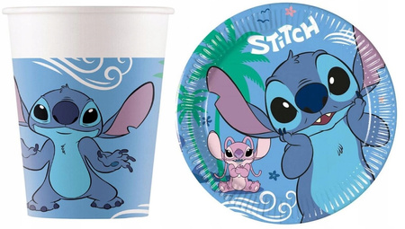 Zestaw Talerzyki Kubeczki papierowe Lilo Stitch i Angel na urodziny 16szt