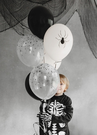Balony Białe Przezroczyste Czarne Pająki Dekoracje na Halloween 6szt 36cm