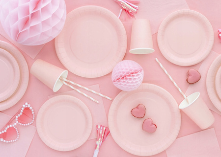 Talerzyki Papierowe Różowe na Urodziny Roczek Komunię Light Pink 23cm 6szt