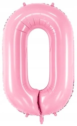 Balon JASNY RÓŻOWY foliowy CYFRA 0 na urodziny pink jubileusz imprezę 100cm