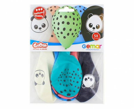 Balony Premium PANDA kolorowe na Urodziny 30cm 5sz