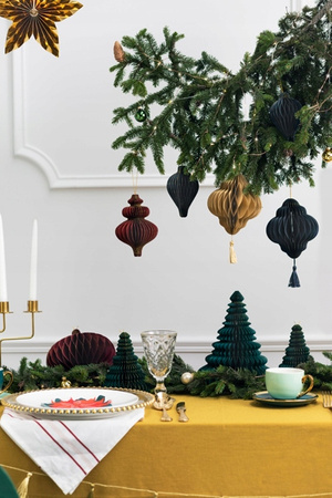 Zawieszka Kropelka Beżowa Bombka ozdoba Papierowa honeycomb na Choinkę 12cm