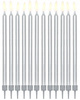 DŁUGIE Świeczki SREBRNE 12szt urodziny tort 12cm