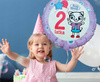 Duży Balon Foliowy Kicia Kocia Dwa Latka na 2 Drugie Urodziny Kotek 46cm
