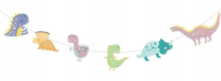 DUŻE Flagi Baner DINOZAURY Girlanda na Roczek
