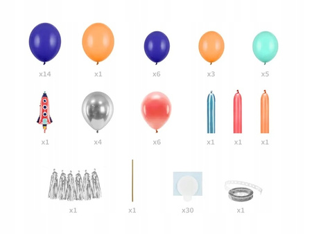 Girlanda Balonowa Rakieta Kosmiczna Zestaw Dekoracji na Urodziny 154x130cm