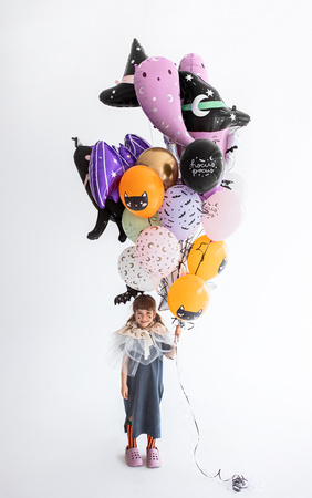 Balony Hocus Pocus Pomarańczowe Różowe Złote Białe Kotki na Halloween 6szt